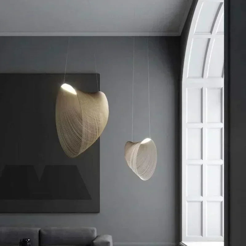 Italian Creative Minimalist Straw Hat Linear LED Pendant Lamps