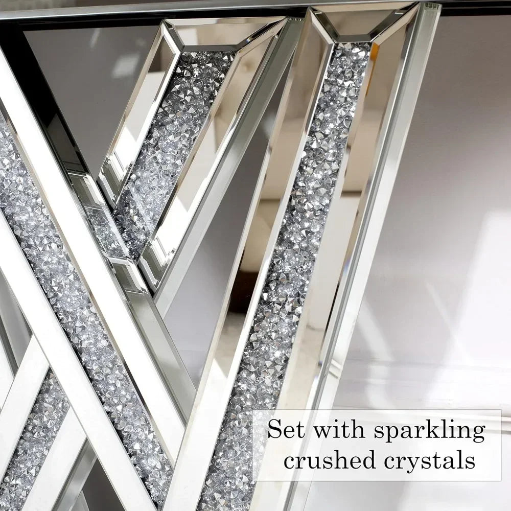 Decorative Table Style with Silver Crushed Crystals 35 inches