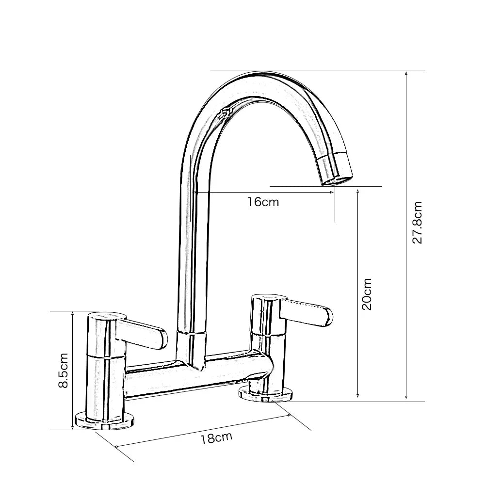 Kitchen Faucet Modern Double Handles Sink Tap 360° Swivel Spout Mixing Faucet Brass Bathroom Faucet for  Sink Deck Mounted