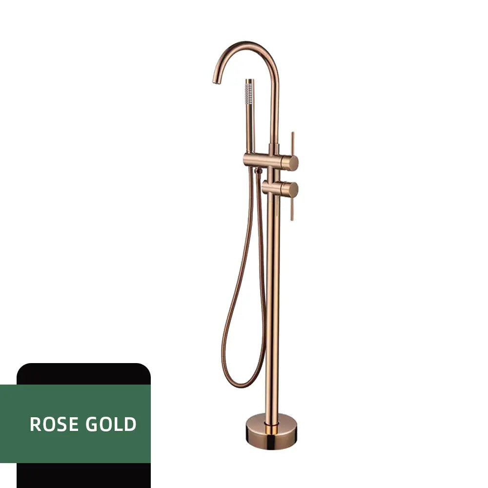 Matte Black Freestanding Bathtub Faucet 2 Ways Spout & Hand Shower Diverter Floor Mounted Bathtub Mixer Hot & Cold Bathroom Tap