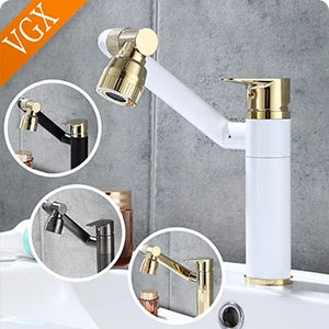 VGX Multifunctional Bathroom Faucets Pull Out Basin Mixer Sink Faucet Gourmet LED Temperature Tap 360° Tapware Crane Brass White