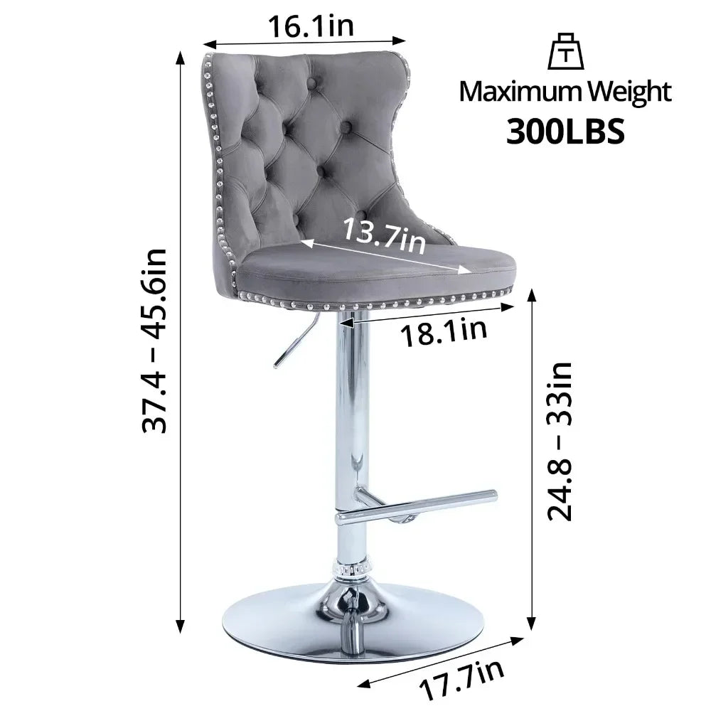 Velvet Button Tufted Stools Counter Height Bar Stools Set of 4