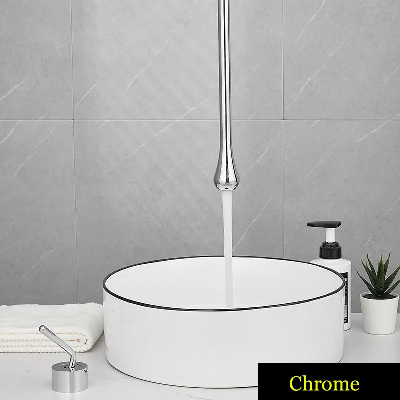 BAKALA Water Drop Hang Ceiling Faucet Bathroom Basin Bathtub Tap Solid Brass  Hot Cold Water Sink Mixer Tub Hardware