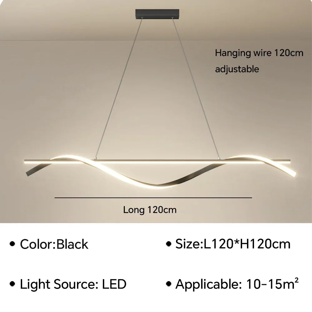 Modern Linear and LED Rope Pendant Lamp