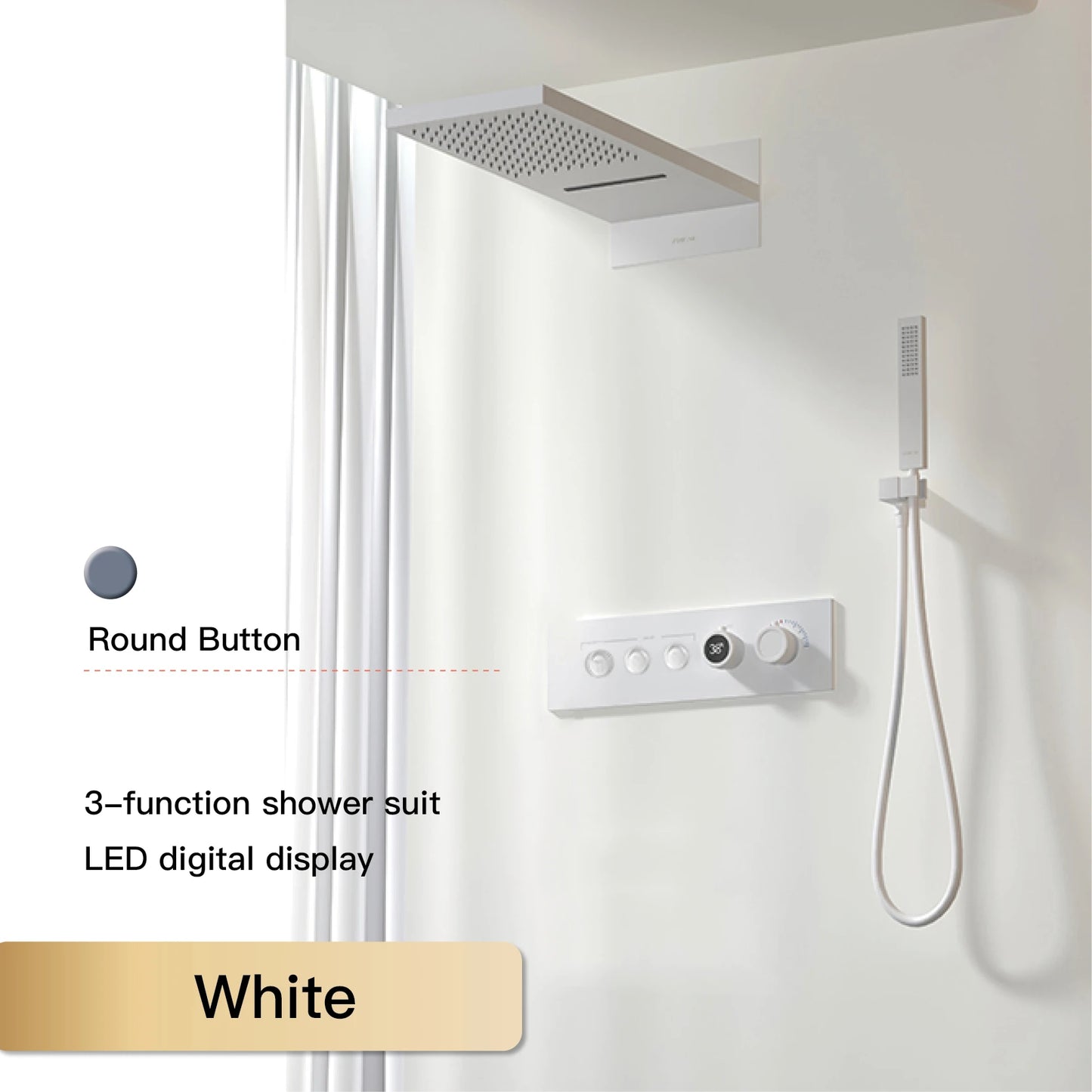Luxury Black Brass Shower System LED Digital Display