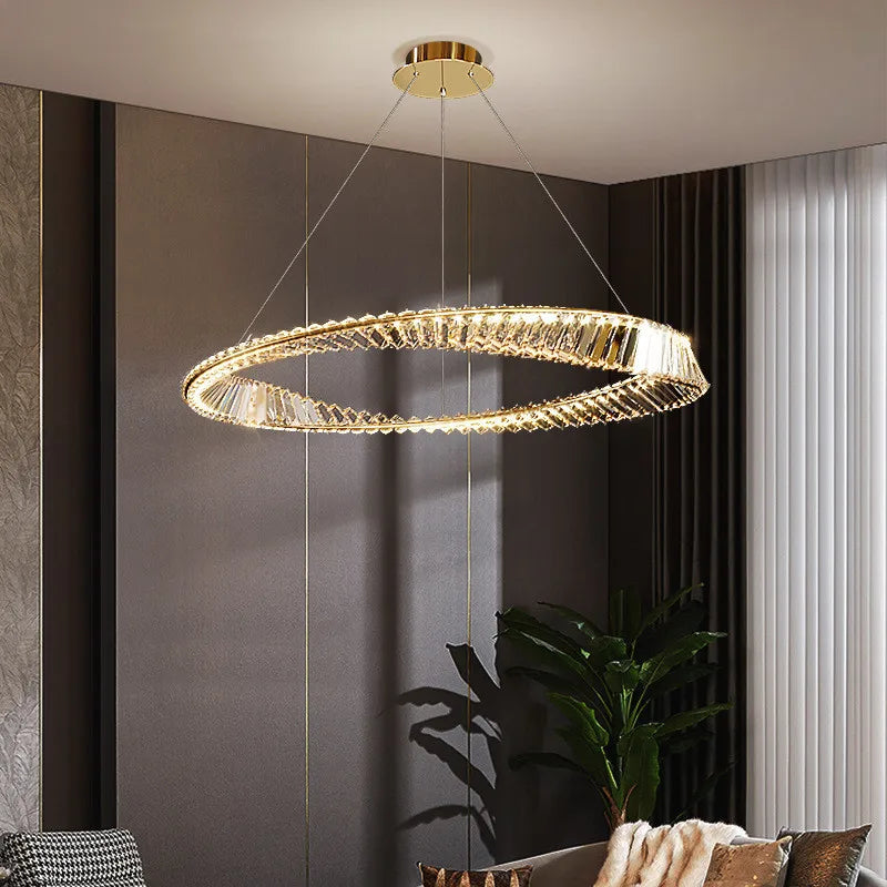 Modern Gold Ring Remote Dimmable Luxury Pendant Light