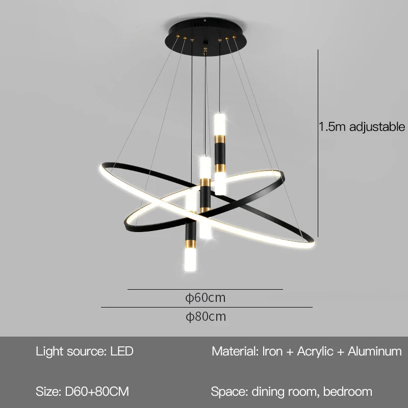 Modern Round LED Chandeliers for Living Room Dining Room Kitchen Island Luster Pendant Lights Fixture Home Decor Indoor Lighting