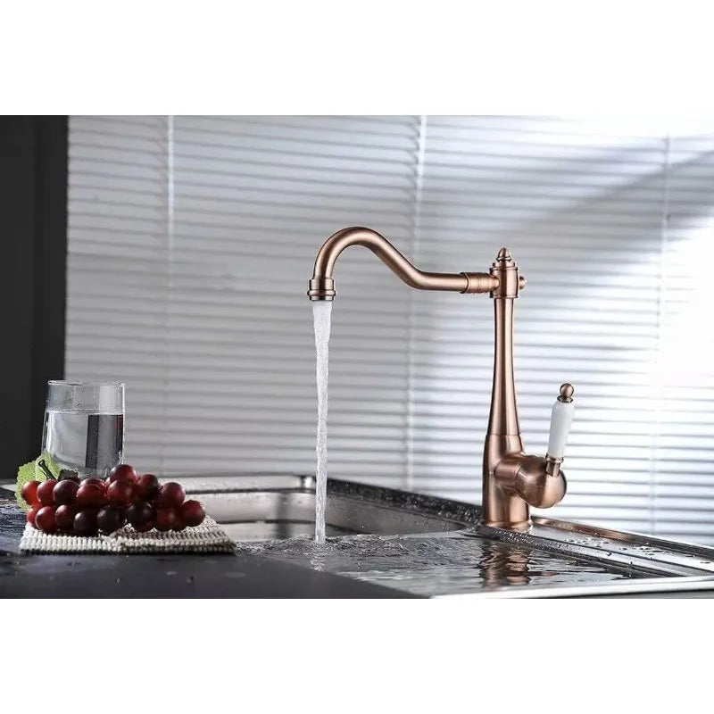 Kitchen Faucet Sink Swivel Single Hole Mixer Tap Copper