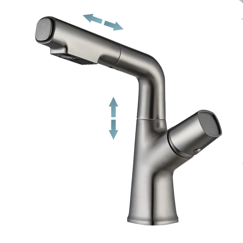 Shinesia Bathroom Faucets Pull Out Basin Faucet 360° Rotate Hot And Cold Water Sink Mixer Lift Up And Down