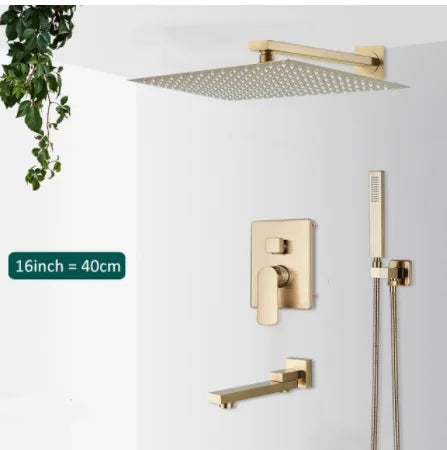 Modern Bathroom Rain Waterfall Shower Set Thermostatic Mixer Bath Shower Mixer Tap Brass Body