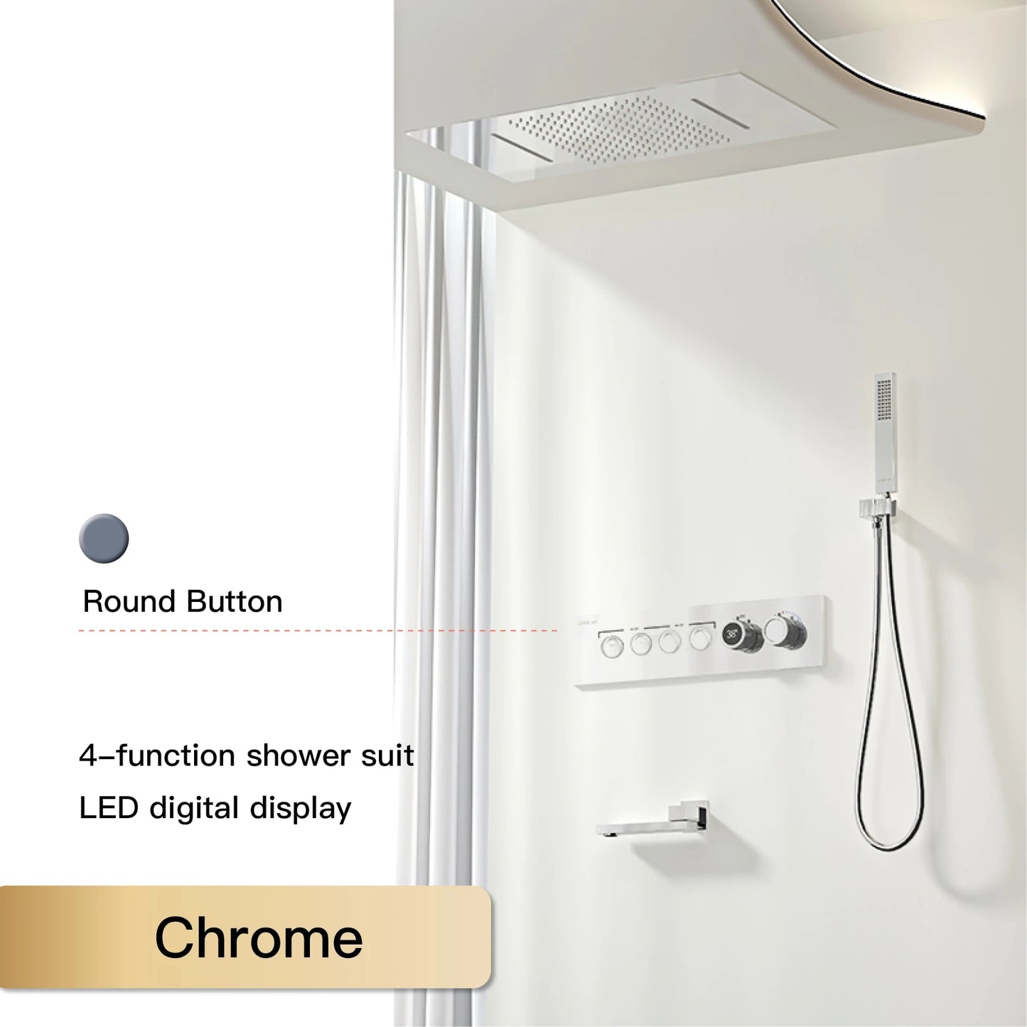 Luxury Black Brass Shower System LED Digital Display