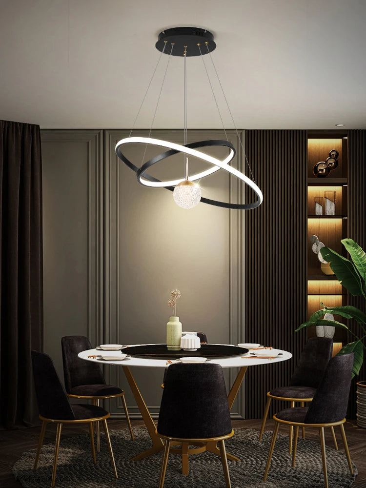 Modern Round LED Chandeliers for Living Room Dining Room Kitchen Island Luster Pendant Lights Fixture Home Decor Indoor Lighting