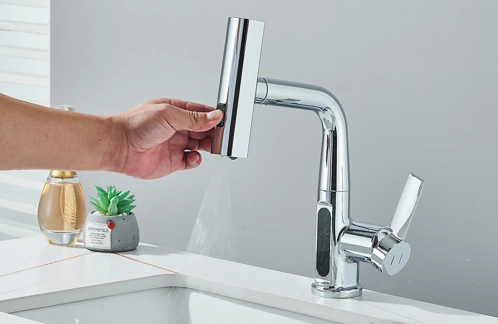 Waterfall Temperature Digital Display Basin Faucet Lift Up Down Stream Sprayer Hot Cold Water Sink Mixer Wash Tap For Bathroom