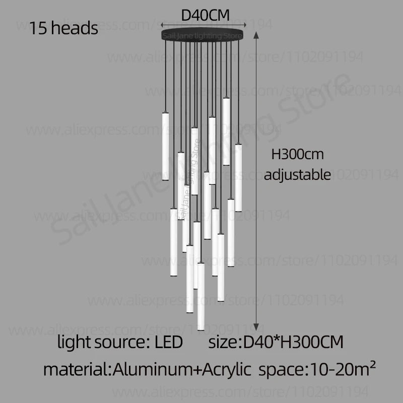 LED Long Line Chandelier Modern Staircase Lamp Hanging Ceiling Lamp Compound Living Room Home Decoration Lighting Pendant Lamp