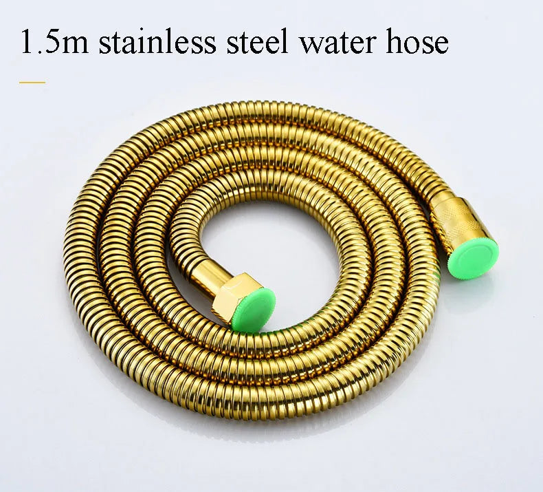Gold Digital Shower Set Quality Brass Hot Cold Bathroom Shower Faucets Tap Rain Shower Head Golden Thermostatic Shower System