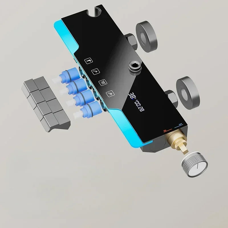 Smart Temperature Digital Display Luxury Shower System Bathroom Wall Mount Piano Key 4 Function Water Outlet Shower Faucet Set