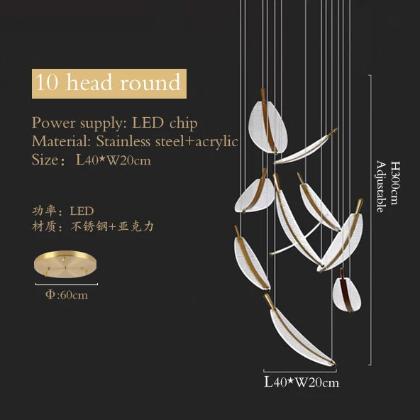 Luxury Modern Minimalist Leaf Art Chandelier