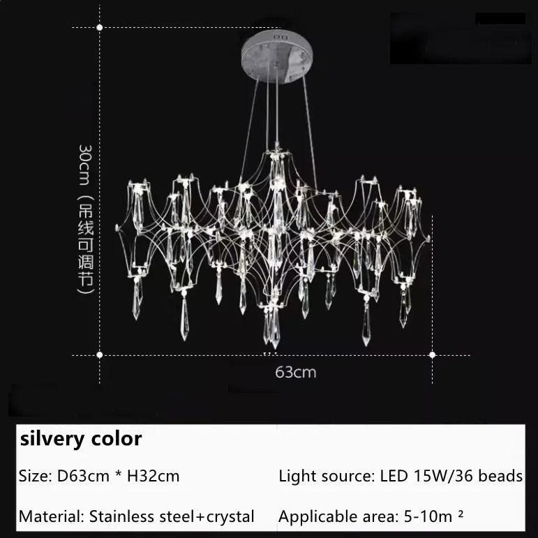Nordic modern luxury crystal chandelier dining room bedroom LED light firefly luxury living room decoration LED chandelier