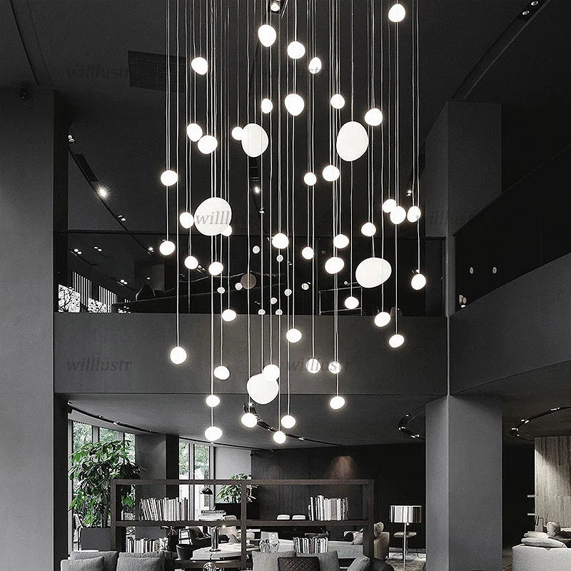 Glass Pendant Lamp Irregular Stonelike Suspension Light Hotel Lobby Mall Hall Villa Stair Living Room Hanging Ceiling Chandelier