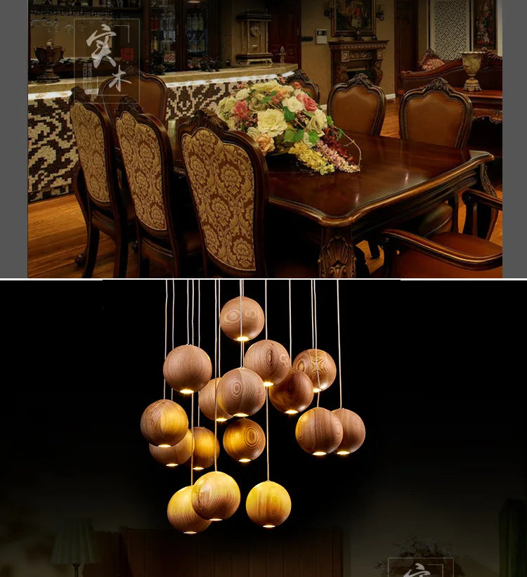 Solid Wood Creative Art Pendant Light