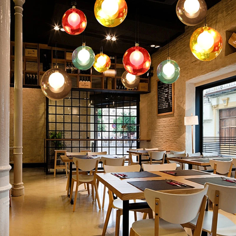 Glass Modern LED Ball Bubble Hanging Lamp