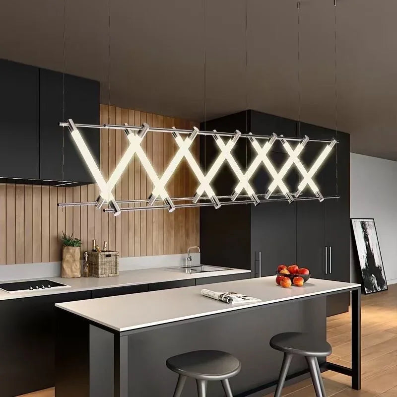 Acrylic Tube LED Hanging Pendant Light for Dining Room Restaurant Hanging Chandelier Long Ceiling Pendant Lamp Kitchen