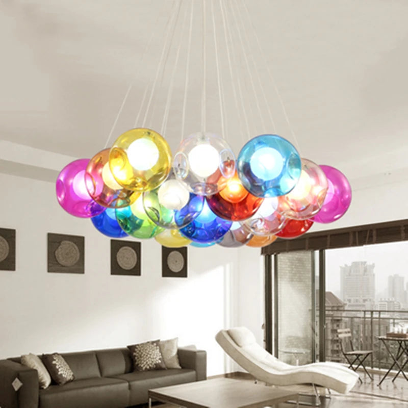 Glass Modern LED Ball Bubble Hanging Lamp