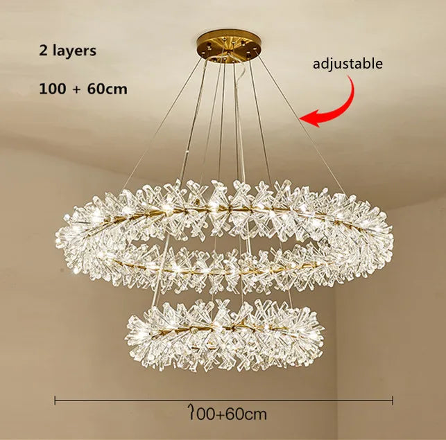 Modern lustre Flower Crystal Chandelier Nordic Luxury Hanging Lamp Indoor Lighting Home Decor For Living Room Bedroom Restaurant