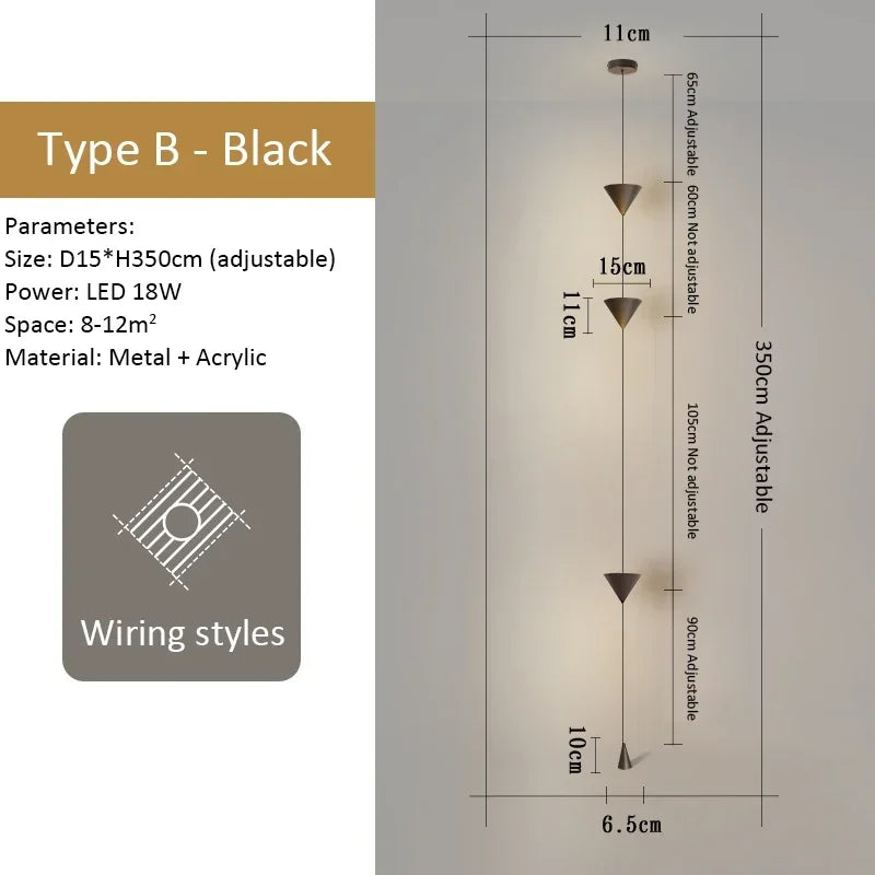 Linear Pendant Light Black Hanging Lamp