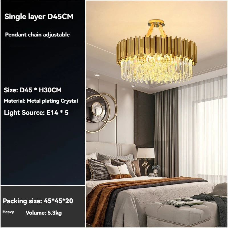 Gold Crystal LED Chandelier Lighting