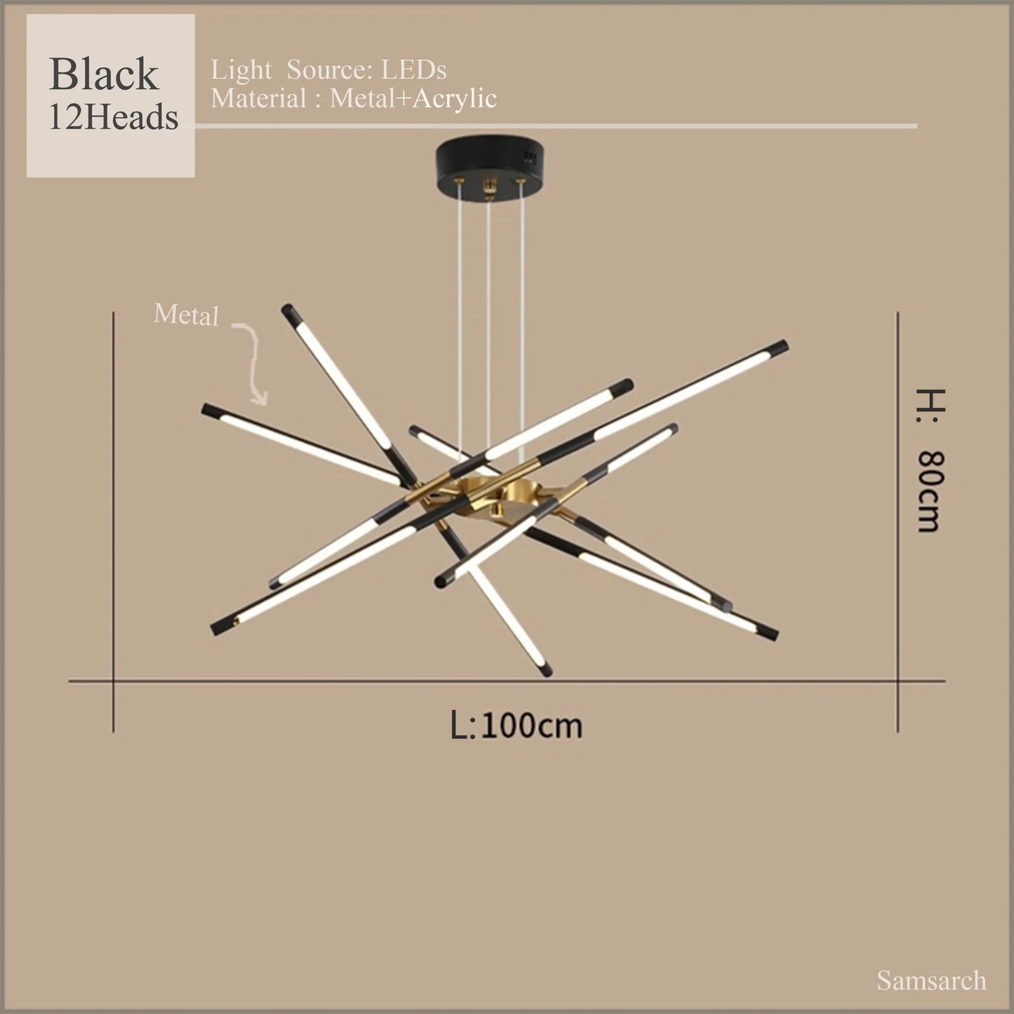 LED Linear Chandelier with Remote Dimmer