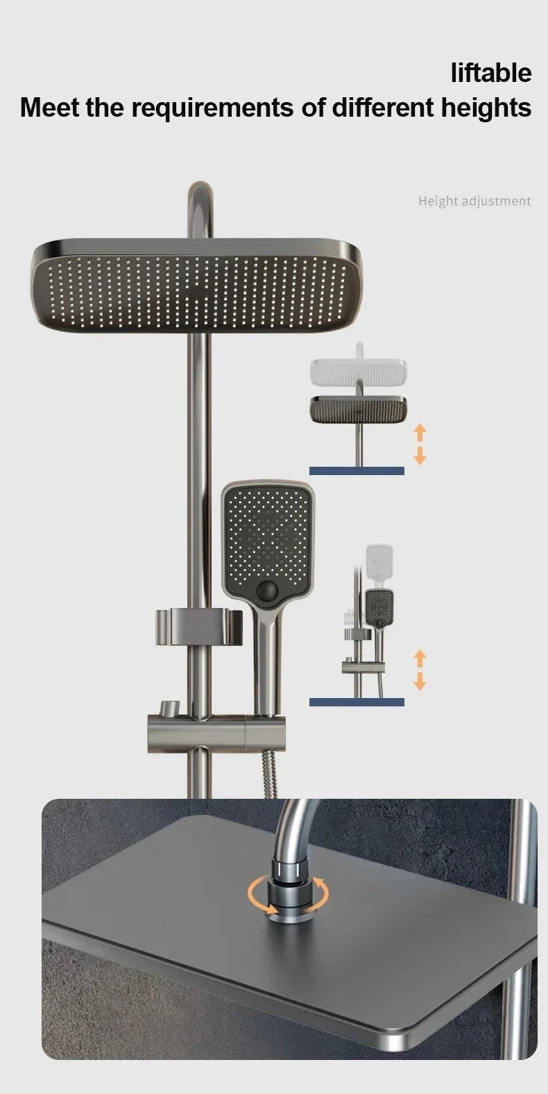 Bathroom Shower Faucet Set 4 Functions Digital Display