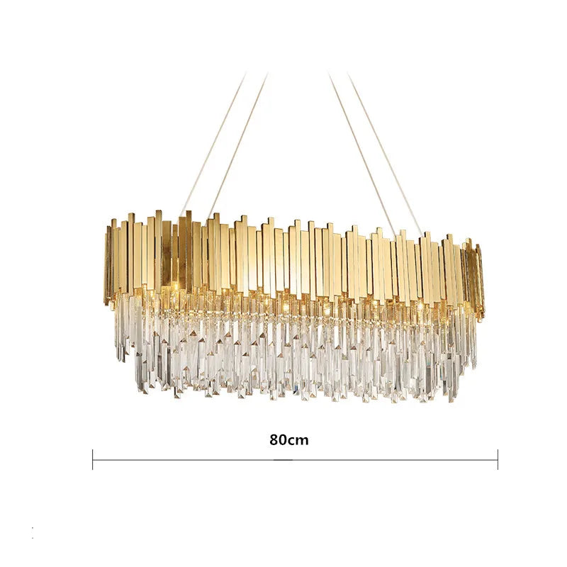 Modern Luxury Crystal Dining Living Chandeliers Golden Metal Villa Living Room Pendant Lights Nordic Interior Decorative Lamp