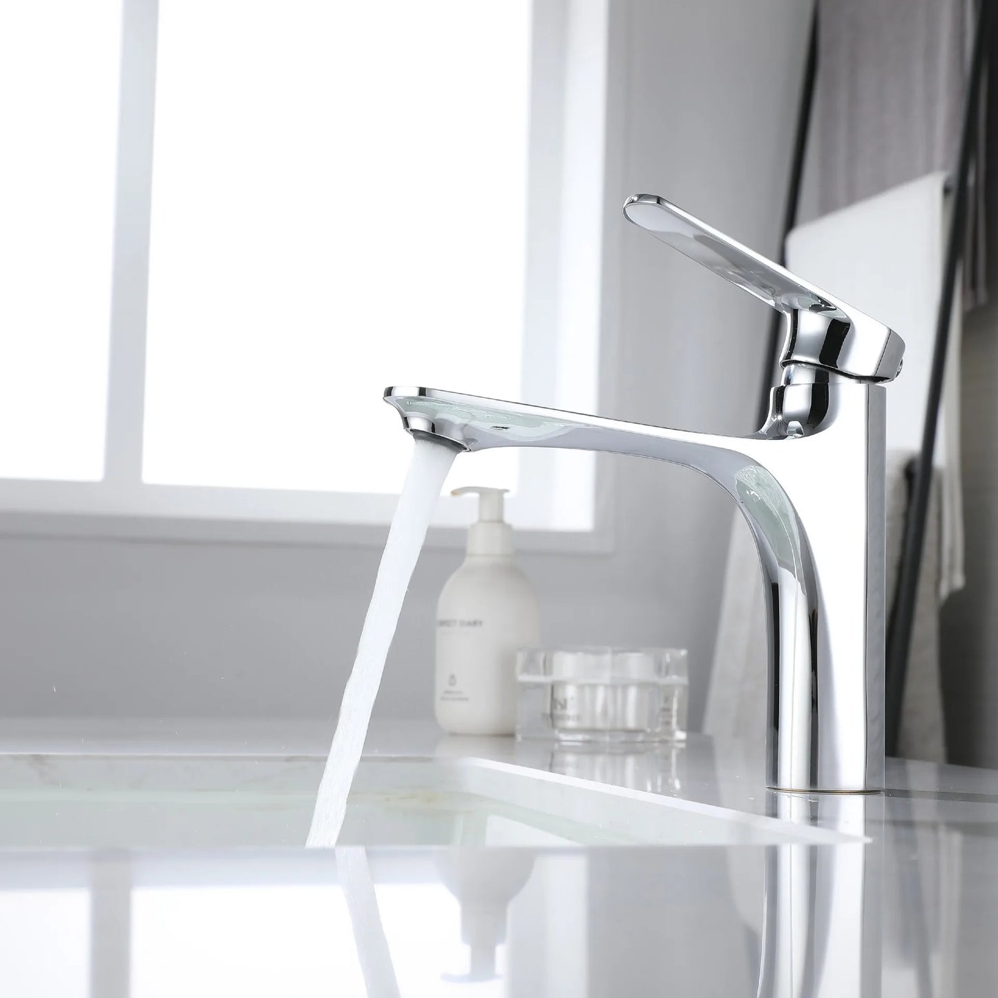 YCRAYS Brass Water Plating Gray Bathroom Sink Faucet Single Handle Brushed Gold Deck Mounted Wash Basin Tap Hot And Cold Mixer