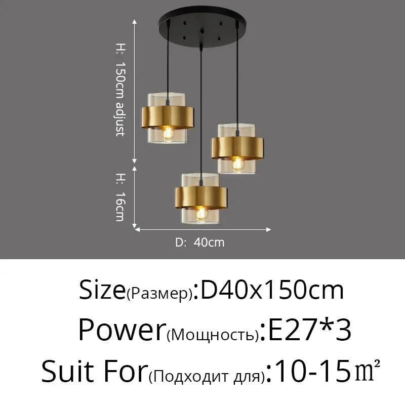 Postmodern Minimalist Creative Personality Led Pendant Lights Luxury Golden Aisle Restaurant Bedroom Bedside Small Chandelier