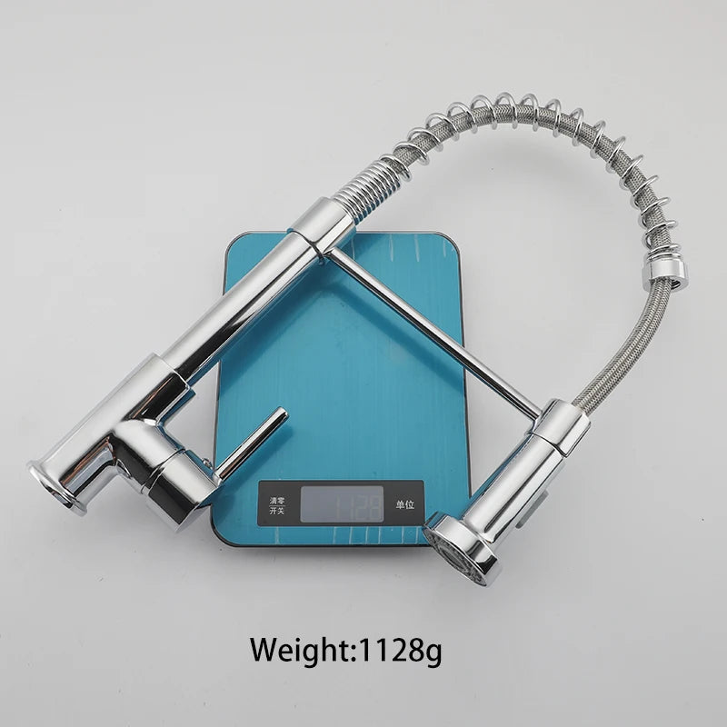 Brass Pull Out Spring Kitchen Faucet Kitchen Sink Mixer 360 Degree Rotating Stream Sprayer Nozzle Mixer Hot Cold Water Crane tap