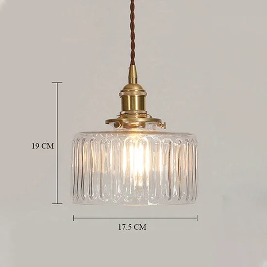 Japanese Style Brass Glass Flower Pendant Lights