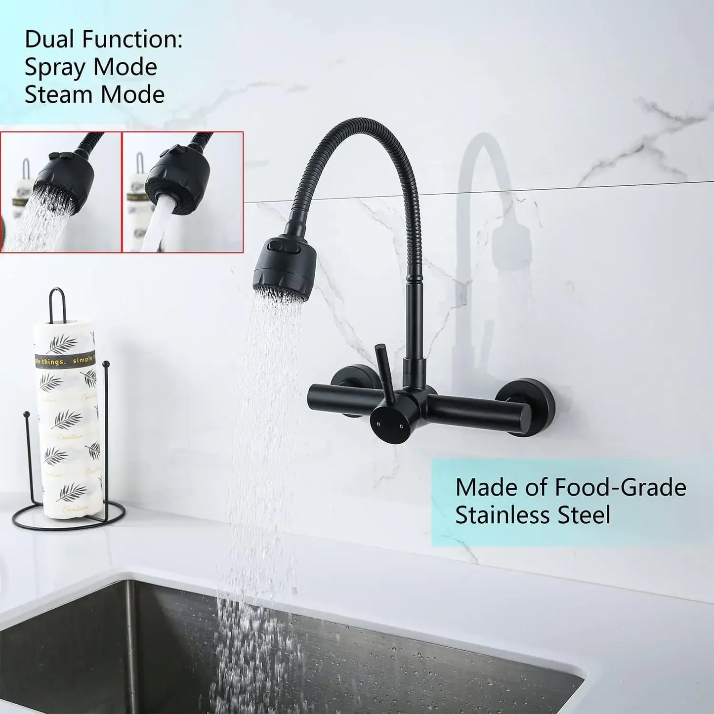 Kitchen Faucet Hot and Cold Water Household Wall Mounted Tap Bathroom Faucet Shower Faucet Bathroom Accessories