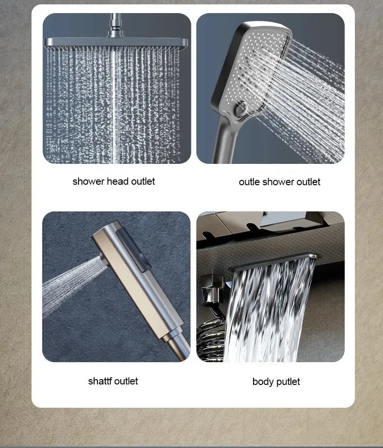 Bathroom Shower Faucet Set 4 Functions Digital Display