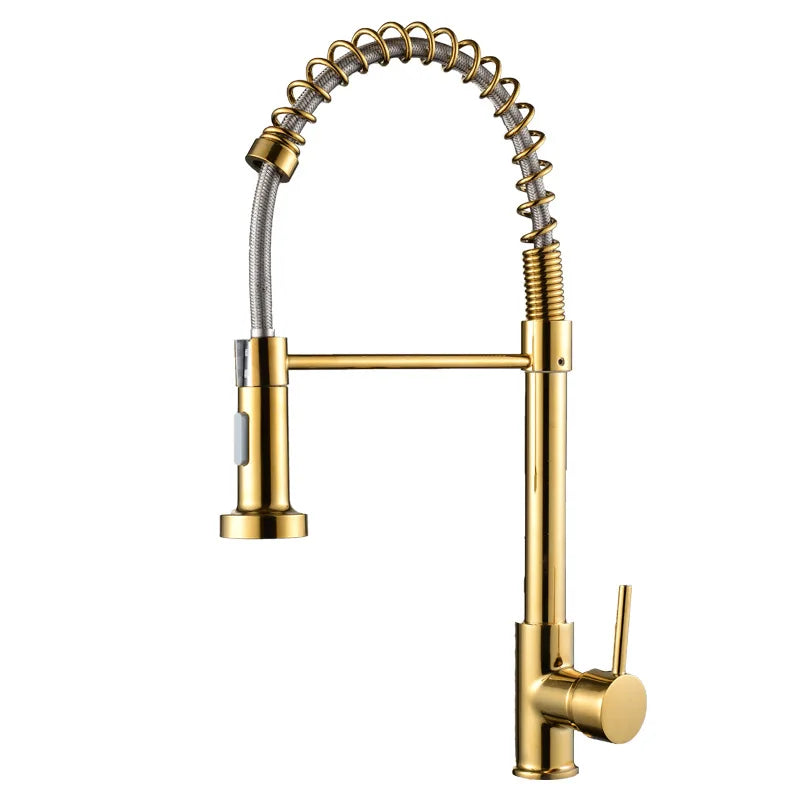 Kitchen Faucet Pull Out Stream Sprayer Deck Mounted Matte Black Mixer Tap 360 Degree Rotation  Kitchen Sink Hot Cold Taps