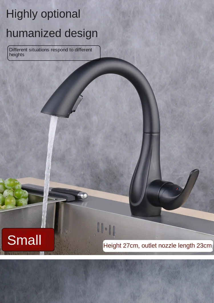 BAKALA Kitchen Faucet Silver Single Handle Pull Out Kitchen Faucet Mixer Single Handle 360 Rotation Black Sink Mixer Tap BR-8820