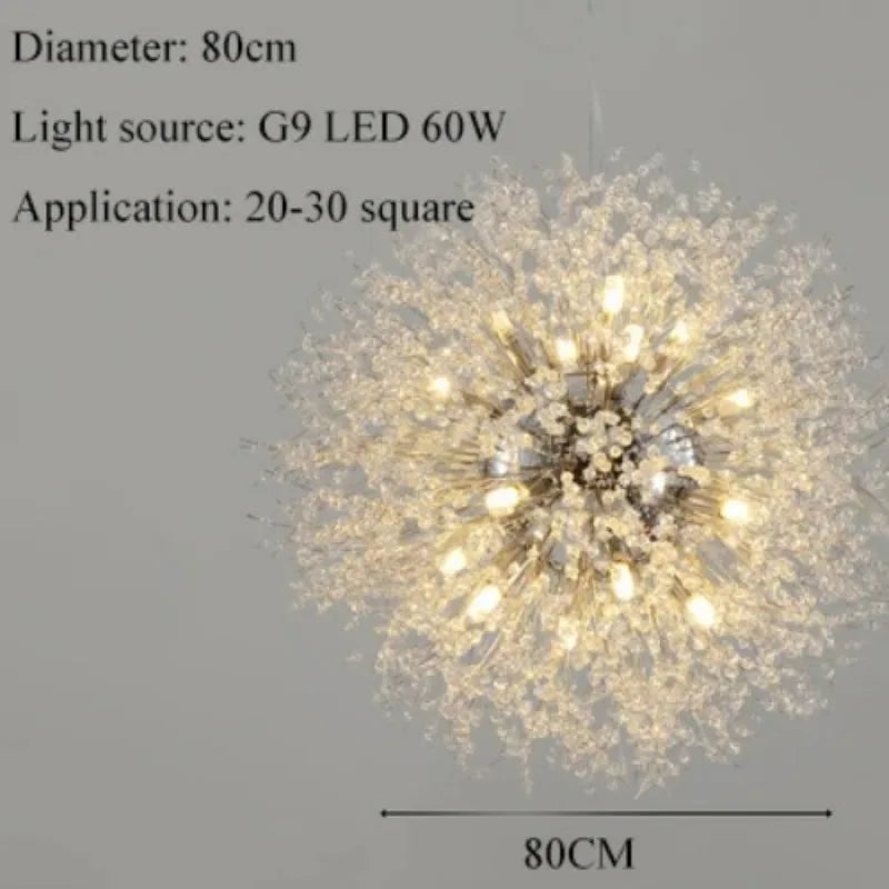 Nordic Dandelion Long Led Chandelier for Dining Room Light Fixture Snowflake Suspension Living Room Pendant Lamp Indoor Lighting