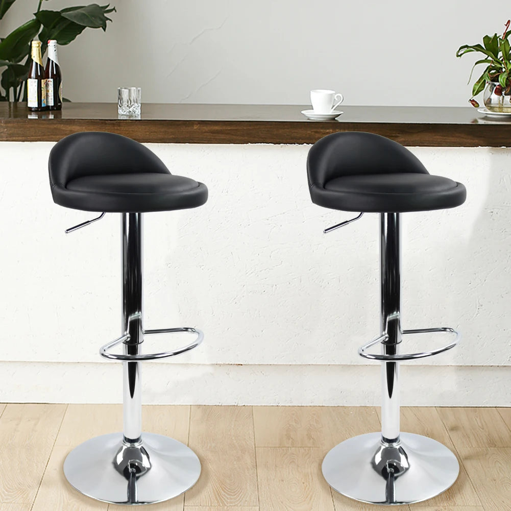 PU Leather Adjustable Bar Stool with Back Rest Height