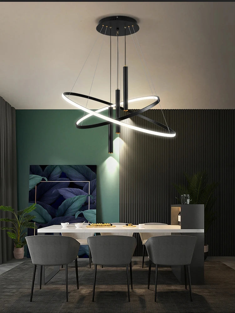 Modern Round LED Chandeliers for Living Room Dining Room Kitchen Island Luster Pendant Lights Fixture Home Decor Indoor Lighting