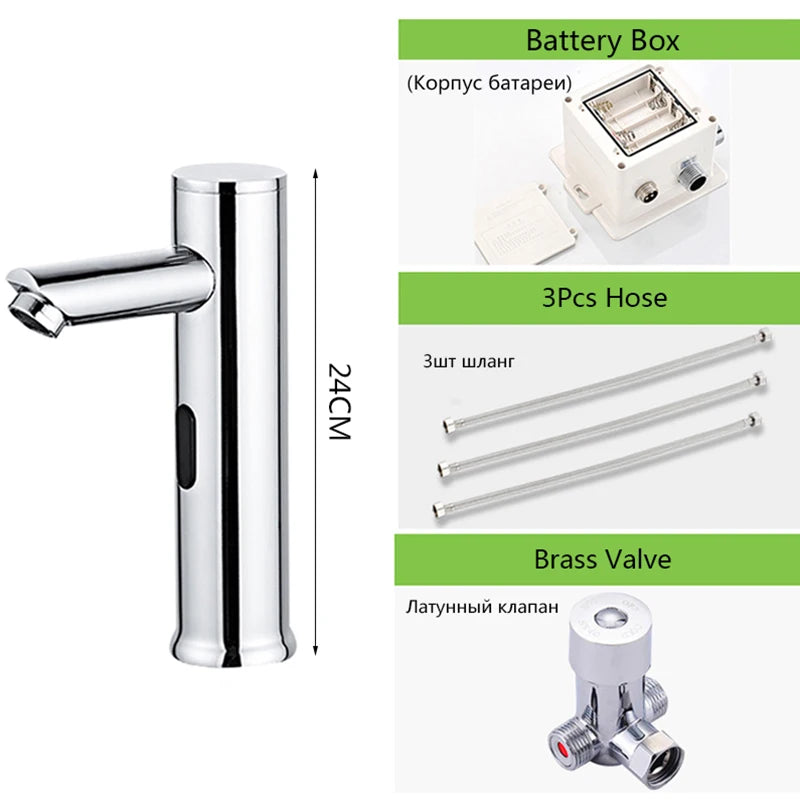 OXG Bathroom Automatic Touch Free Sensor Faucet Deck Mounted Basin Faucet Hot Cold Mixer Tap Bathroom Faucet Basin Sink Faucet