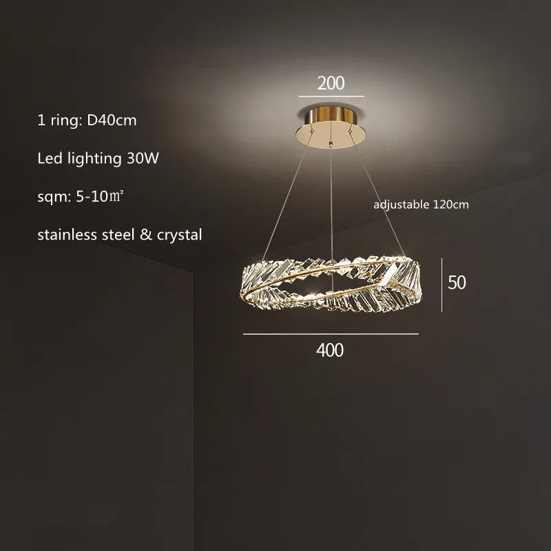 Modern Gold Ring Remote Dimmable Luxury Pendant Light