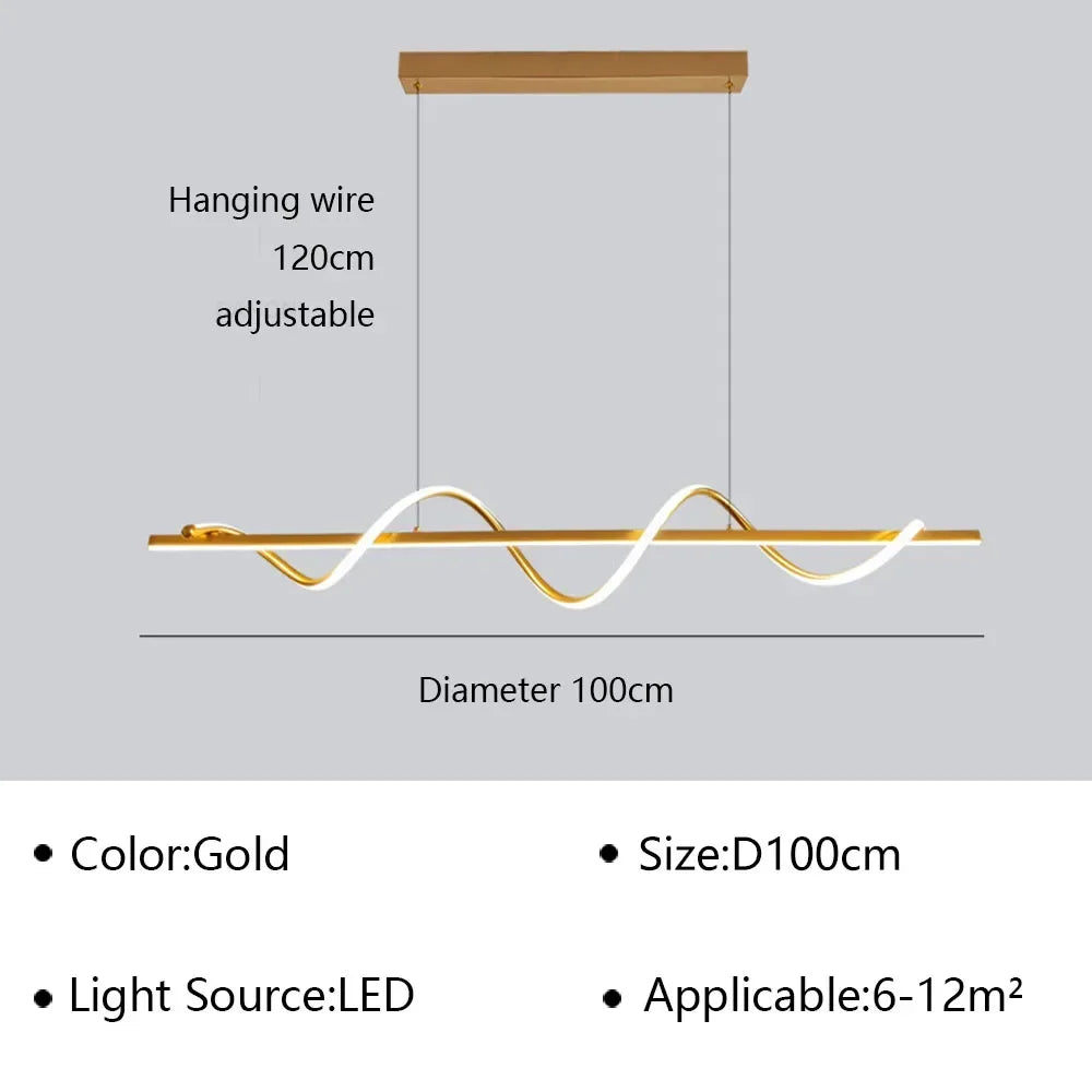 Modern Linear and LED Rope Pendant Lamp