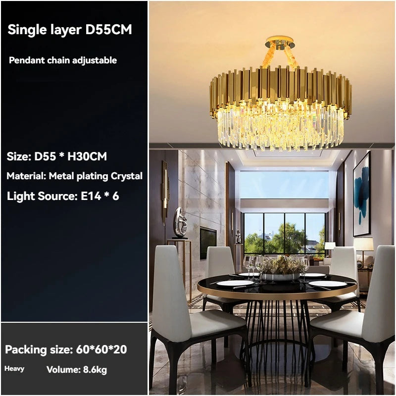 Gold Crystal LED Chandelier Lighting