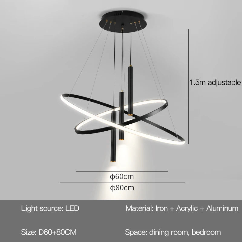 Modern Round LED Chandeliers for Living Room Dining Room Kitchen Island Luster Pendant Lights Fixture Home Decor Indoor Lighting