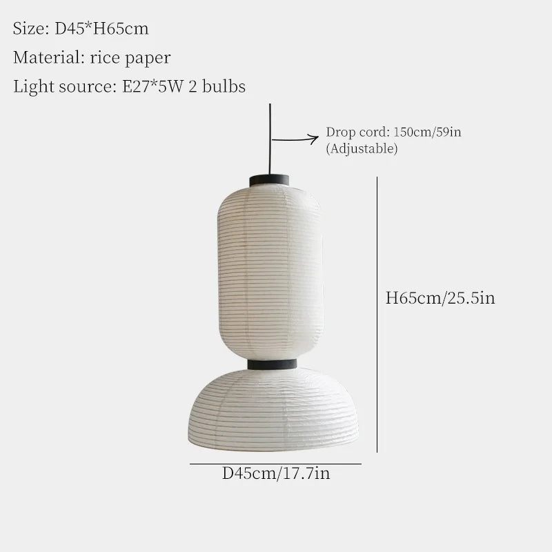 Noguchi pendant light Dining Room Rice paper lantern light for Restaurant Decor kitchen island Wabi-sabi loft shop hanging light